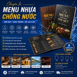 In Menu Nhựa PVC Dẻo – Bền Đẹp, Chống Nước, Không Phai Màu, có bảo hành 1