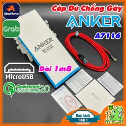 Cáp ANKER MicroUSB A7116 Sạc Nhanh Android QC 3.0 Dây Dù Dài 1.8m Chống Gãy 1
