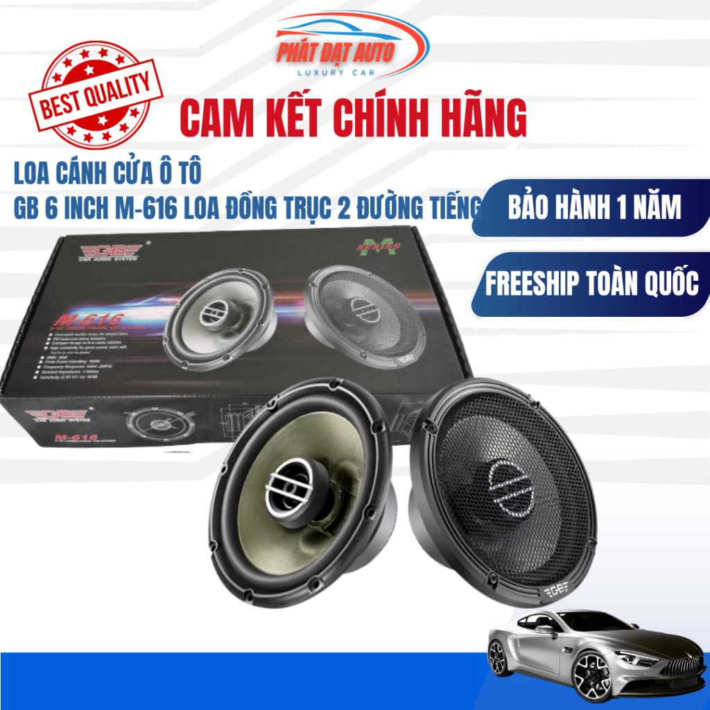 Loa cánh cửa Ô Tô GB 6 inch M-616, loa đồng trục 2 đường tiếng công suất khỏe, cải thiện âm thanh xe