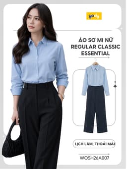Áo sơ mi nữ Yody kiểu dáng regular classic essential vải lụa nến chống nhăn TRA - WOSH26A007 1