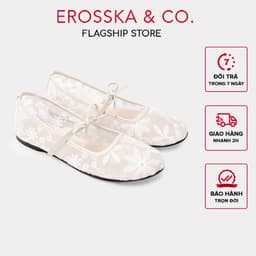 [EROSSKA] - Giày đế bằng lười thêu hoa phong cách giày lười kiểu dáng basic thời trang màu kem - EL129 1