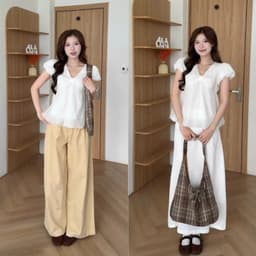 [SALE 10.10 GIẢM 20K] Áo Babydoll Thô Boil Phối Tơ Cổ V Dáng Bí Phồng, Áo Kiểu Nữ Dáng Tiểu Thư 9