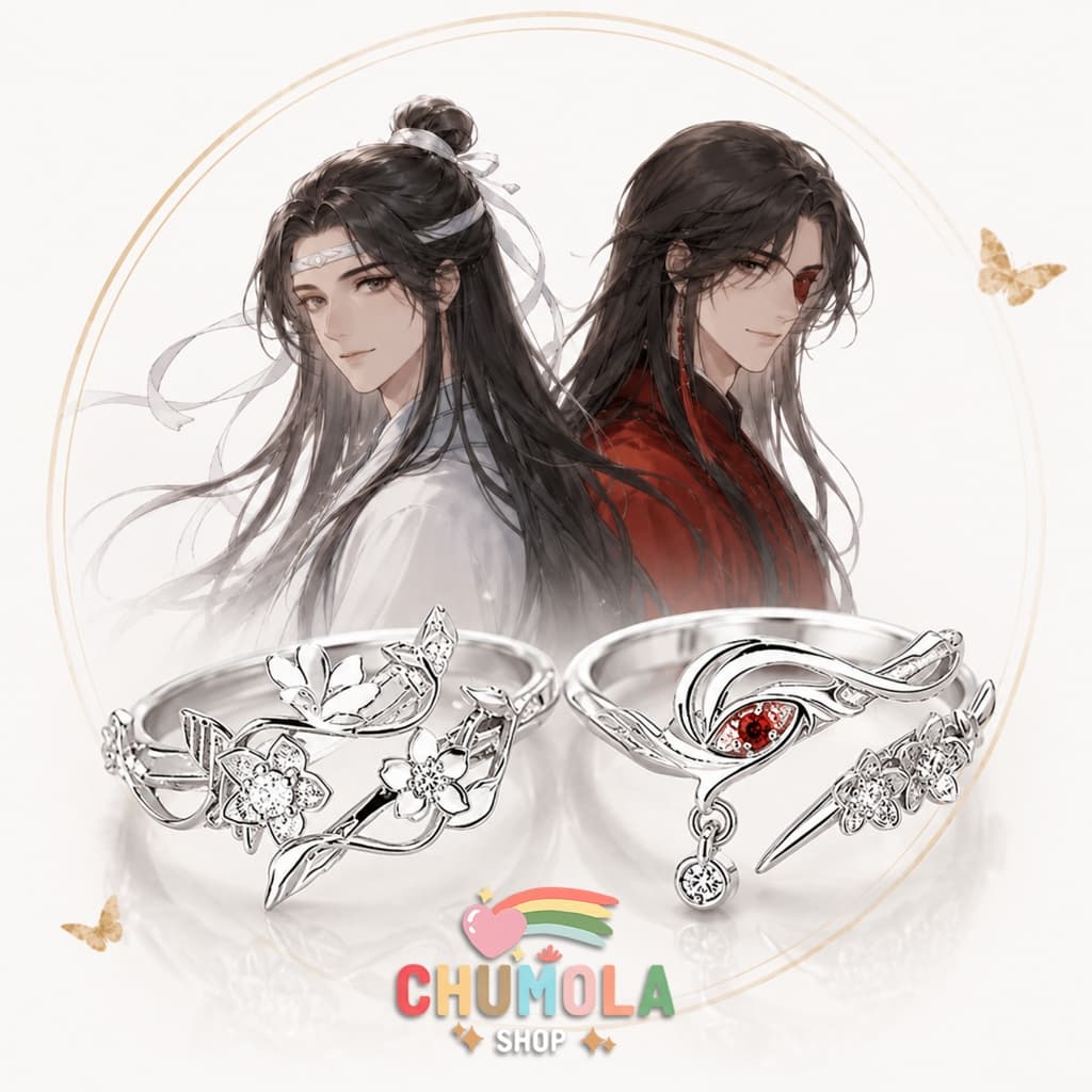 Nhẫn Đôi Tạ Liên Hoa Thành Thiên Quan Tứ Phúc Đeo Couple Lẻ Chiếc manhua có thể điều chỉnh size