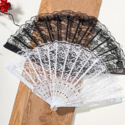 Quạt NHỰA REN cổ trang nan múa khiêu vũ cầm tay cosplay trang trí trưng bày đẹp 5