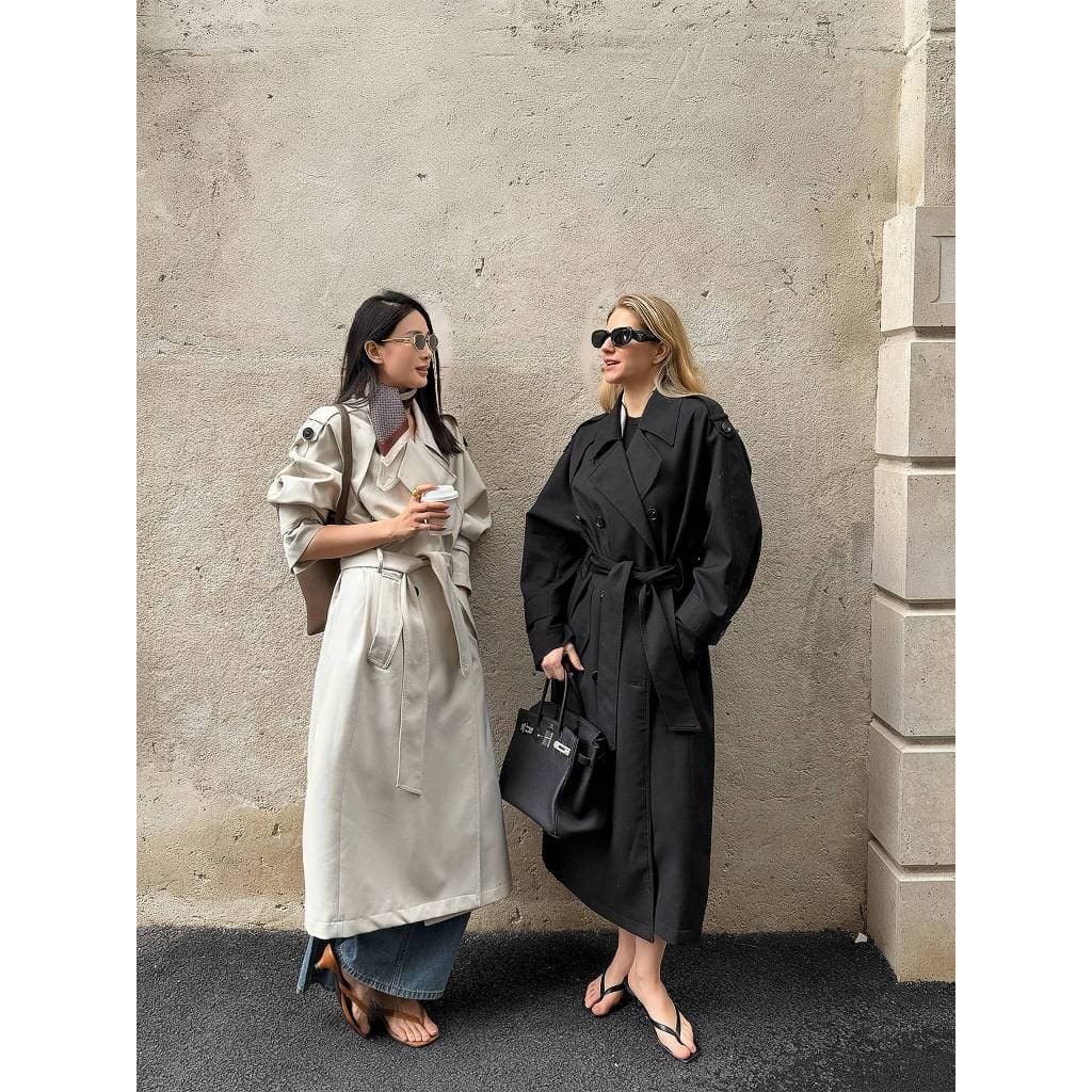 Áo Khoác Trench Coat Nữ Dáng Dài Cổ Vest Kèm Đai Tôn Dáng Sang Trọng Quyến Rũ Chali AZ809