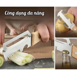 Dao Nạo Củ Quả 3 Trong 1, Dụng Cụ Bào Sợi, Gọt Vỏ, Mở Nắp Chai Đa Năng Lưỡi Thép Không Gỉ Sắc Bén 3