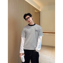 Áo thun kẻ sọc nam nữ Tzc Studio form dáng boxy phong cách unisex 5
