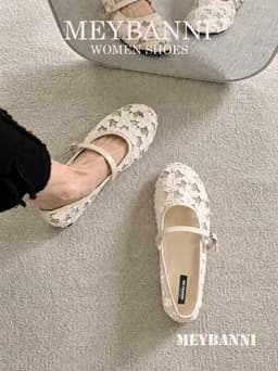 Giày Búp Bê MEYBANNI Mũi Tròn Lưới  Phối Quai Ngang Dễ Thương - C747 11