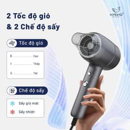 Máy sấy tóc ion âm hai chiều nóng lạnh Kaiyo, model KHD-418, màu ghi đậm 4