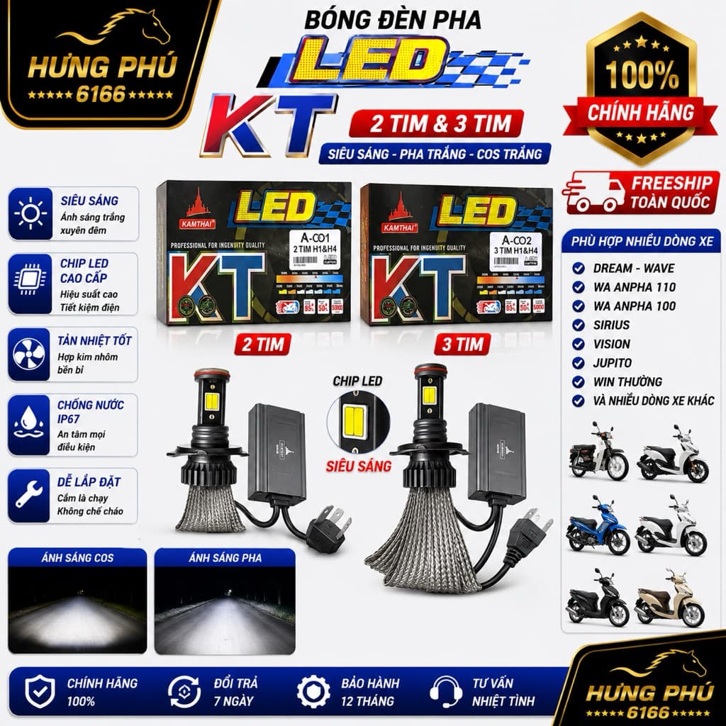 Bóng led kamthai 2tim.3tim chân h4