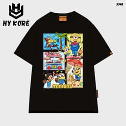 Áo Thun HY KORÉ Minnion Kem 3348 Form Rộng Localbrand Oversize Unisex Vải Cotton 75% Nam Nữ Mặc Đẹp 3