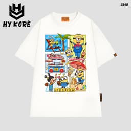 Áo Thun HY KORÉ Minnion Kem 3348 Form Rộng Localbrand Oversize Unisex Vải Cotton 75% Nam Nữ Mặc Đẹp 4