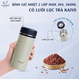 Bình giữ nhiệt hai lớp inox 304 Kaiyo, 360ml, màu trắng sữa mã [KVF-6957] 3