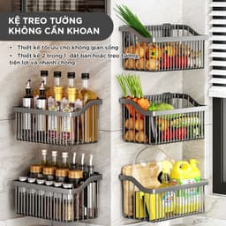 Kệ Để Đồ Nhà Bếp Đa Năng Sơn Tĩnh Điện - Giỏ Treo Tường Đựng Gia Vị, Rau Củ Chống Gỉ Sét 1