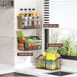 Kệ Để Đồ Nhà Bếp Đa Năng Sơn Tĩnh Điện - Giỏ Treo Tường Đựng Gia Vị, Rau Củ Chống Gỉ Sét 5