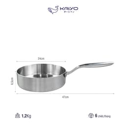 Chảo inox 316 liền khối 5-ply Premium Kaiyo - thành cao, size 24cm [mã KSP-3840] 2
