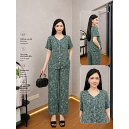 Bộ trung niên cho mẹ , bà cài khuy xu hướng chất lụa mát 5