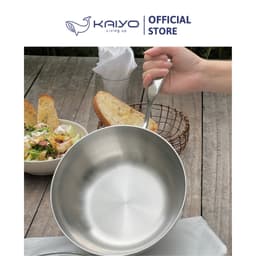 Chảo inox 316 liền khối 5-ply Premium Kaiyo -sâu lòng có vung kính 24cm [mã KIW-3819] 6