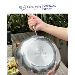 Chảo inox 316 liền khối 5-ply Premium Kaiyo -sâu lòng có vung kính 24cm [mã KIW-3819] 7