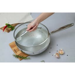 Chảo đúc inox 3 lớp thân đáy liền dập nổi Kaiyo, sâu lòng có vung kính size 24cm [mã KIW-6735] 6