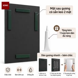 Gương Chữ Nhật Dán Tường 28x48cm, Gương Nhà Tắm – Bàn Trang Điểm Soi Siêu Nét, Dễ Lắp Đặt, Tặng Keo Dán Không Cần Khoan 4