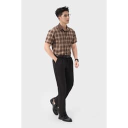 Áo sơ mi nam cộc tay kẻ caro GENVIET JEANS chất thô thoảng mát form suông túi hai bên 9191 2