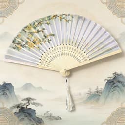 Quạt Xếp Cổ Trang Phong Cách Trung Hoa Nan Tre Vải Lụa - Thanh Lịch Sang Trọng Gấp Gọn Dễ Mang Theo 5