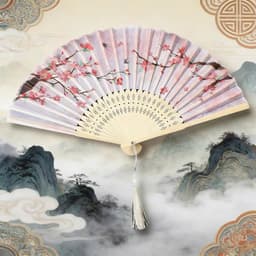 Quạt Xếp Cổ Trang Phong Cách Trung Hoa Nan Tre Vải Lụa - Thanh Lịch Sang Trọng Gấp Gọn Dễ Mang Theo 4