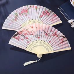 Quạt Xếp Cổ Trang Phong Cách Trung Hoa Nan Tre Vải Lụa - Thanh Lịch Sang Trọng Gấp Gọn Dễ Mang Theo 8