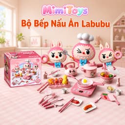 Bộ Bếp Mini Âm Thanh MimiToys Hình Gấu & Labubu - Đồ Chơi Nấu Ăn Nhỏ Gọn Cho Bé 1