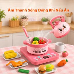 Bộ Bếp Mini Âm Thanh MimiToys Hình Gấu & Labubu - Đồ Chơi Nấu Ăn Nhỏ Gọn Cho Bé 6