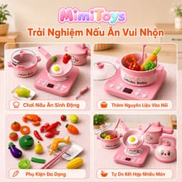 Bộ Bếp Mini Âm Thanh MimiToys Hình Gấu & Labubu - Đồ Chơi Nấu Ăn Nhỏ Gọn Cho Bé 4