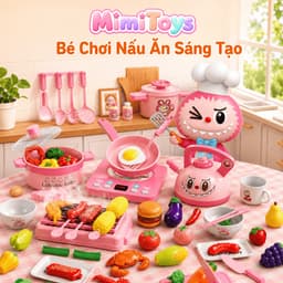 Bộ Bếp Mini Âm Thanh MimiToys Hình Gấu & Labubu - Đồ Chơi Nấu Ăn Nhỏ Gọn Cho Bé 2