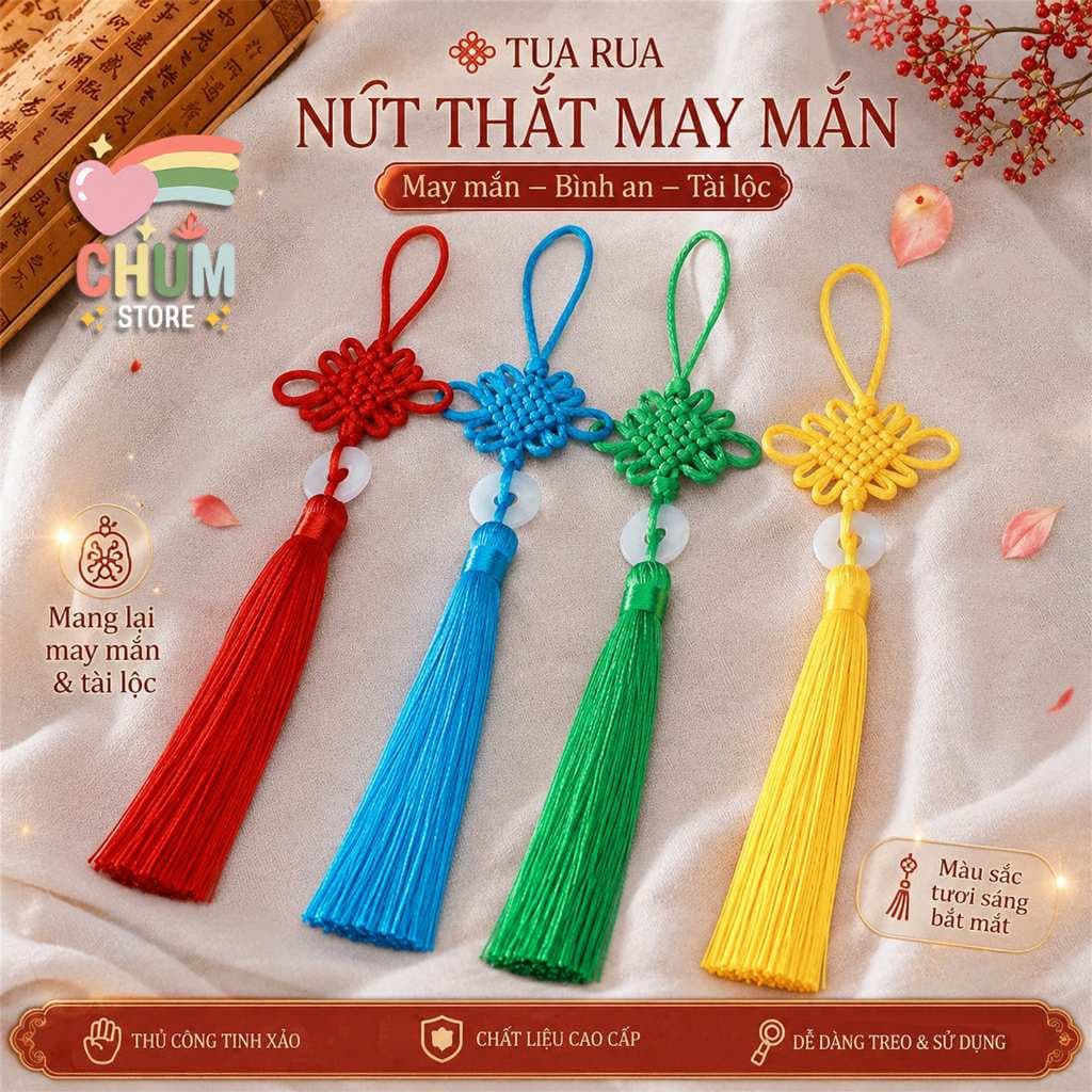 (COMBO 5 CHIÊC) Dây Treo Đồng Tâm Kết Ngọc Bội - Tua Rua Cổ Phong Trung Hoa Phụ Kiện Trang Trí Đủ Màu