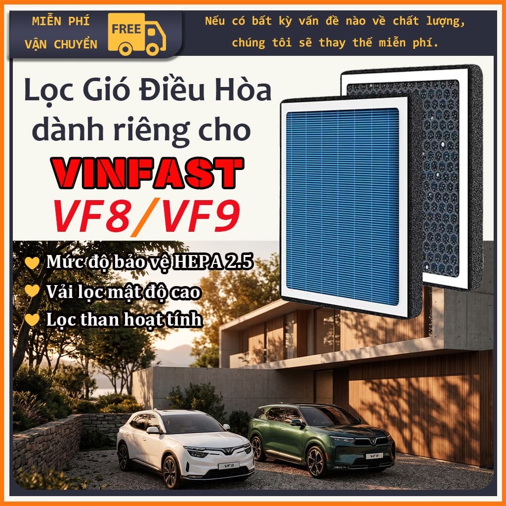 VINFAST VF8/VF9 Lọc gió điều hoà ô tô với HEPA 2.5 và than hoạt tính