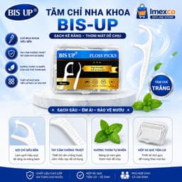 Tăm Chỉ Nha Khoa BIS-UP Sợi Kép Tinh Chất Bạc 70 Que/Túi – Làm Sạch Kẽ Răng, Thơm Miệng Bạc Hà/Quế/Trà Xanh 3