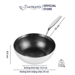 Chảo inox sâu lòng chống dính hoa văn nổi Tri-Ply Kaiyo, size 24cm [mã KNW-3604] 2