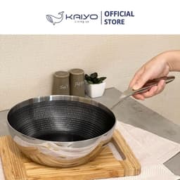 Chảo inox sâu lòng chống dính hoa văn nổi Tri-Ply Kaiyo, size 24cm [mã KNW-3604] 5