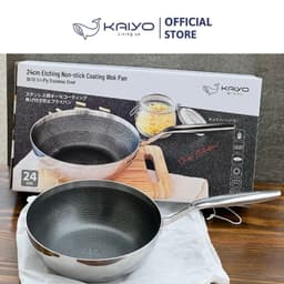 Chảo inox sâu lòng chống dính hoa văn nổi Tri-Ply Kaiyo, size 24cm [mã KNW-3604] 9