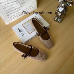 {CHÂN MẬP TĂNG 1 SIZE} GIÀY BỆT NỮ MŨI VUÔNG CHẤT LƯỚI THÔNG THOÁNG THỜI TRANG GẮN NƠ QUAI XINH (M50) 1