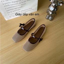{CHÂN MẬP TĂNG 1 SIZE} GIÀY BỆT NỮ MŨI VUÔNG CHẤT LƯỚI THÔNG THOÁNG THỜI TRANG GẮN NƠ QUAI XINH (M50) 6