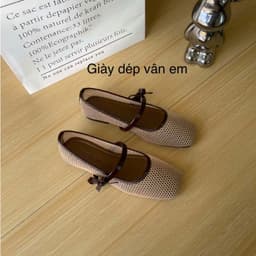 {CHÂN MẬP TĂNG 1 SIZE} GIÀY BỆT NỮ MŨI VUÔNG CHẤT LƯỚI THÔNG THOÁNG THỜI TRANG GẮN NƠ QUAI XINH (M50) 3