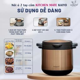 Nồi ủ chân không 2 tay cầm Kitchen Mate Kaiyo, dung tích 4,5L, màu vàng [mã KTC-6896] 4