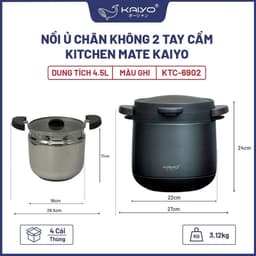 Nồi ủ chân không 2 tay cầm Kitchen Mate Kaiyo, dung tích 4,5L, màu ghi [mã KTC-6902] 2
