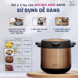 Nồi ủ chân không 2 tay cầm Kitchen Mate Kaiyo, dung tích 4,5L, màu ghi [mã KTC-6902] 4