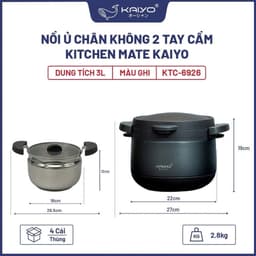 Nồi ủ chân không 2 tay cầm Kitchen Mate Kaiyo, dung tích 3L, màu ghi [mã KTC-6926] 2