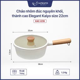 Chảo nhôm đúc nguyên khối, thành cao Elegant Kaiyo, size 22cm 2
