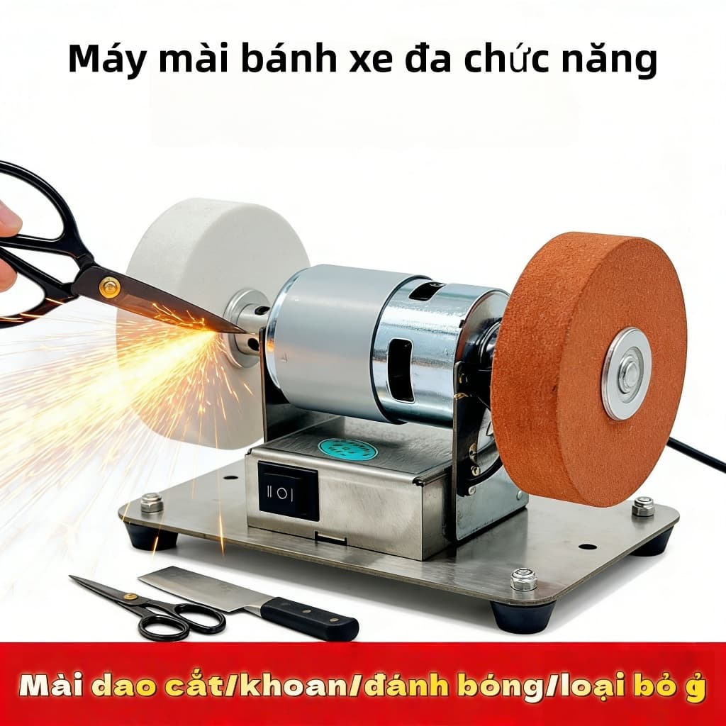 Máy mài mini , 2 đá, 7 tốc độ, lý tưởng cho dao kéo, đá mài, sử dụng điện 220V tiện lợi.