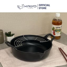 Chảo gang mỏ chim Oceno, có giá gác inox đi kèm, size 20cm 4
