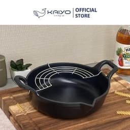 Chảo gang mỏ chim Oceno, có giá gác inox đi kèm, size 20cm 6